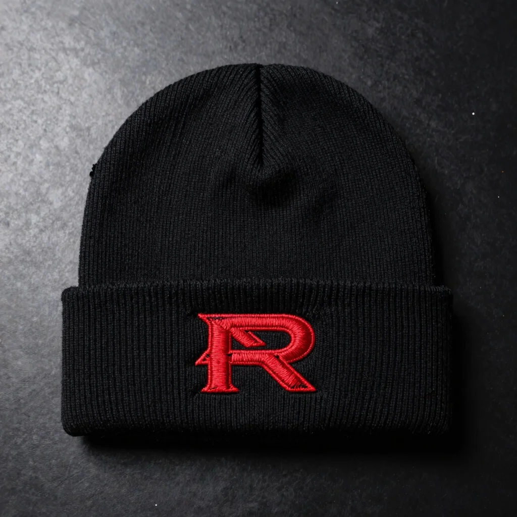 Embroidered Crimson Beanie